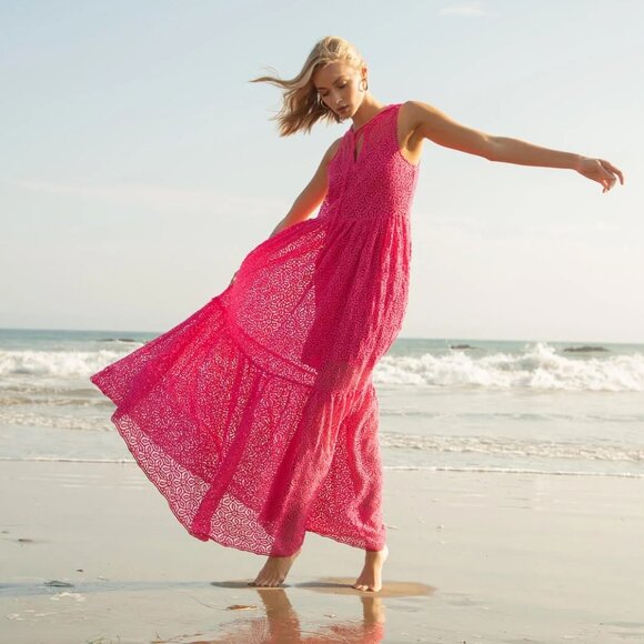 Trina Turk Maxi Dress, Sleeveless, Vibrant Pink, Summer Beach, XL - Picture 1 of 8